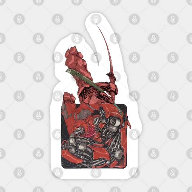 Attacking Sage Broken-android samurai Sticker by Takeshi Kolotov